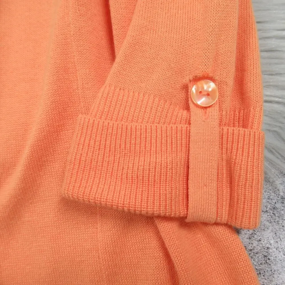 CHICO’S Orange Cotton Blend Open Front Lightweight Casual Cardigan Size Small